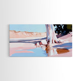 Desert Oasis, Lone Tree, Tranquil Reflection, Canvas Print, Southwestern Art, Earthy Color Palette, Minimalist Nature, Living Room Wall Art