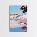 Winter Beach, Snowy Landscape, Soft Blue Sky, Minimalist Nature Scene, Abstract Seascape, Canvas Print, Office Wall Art, Calm Home Decor