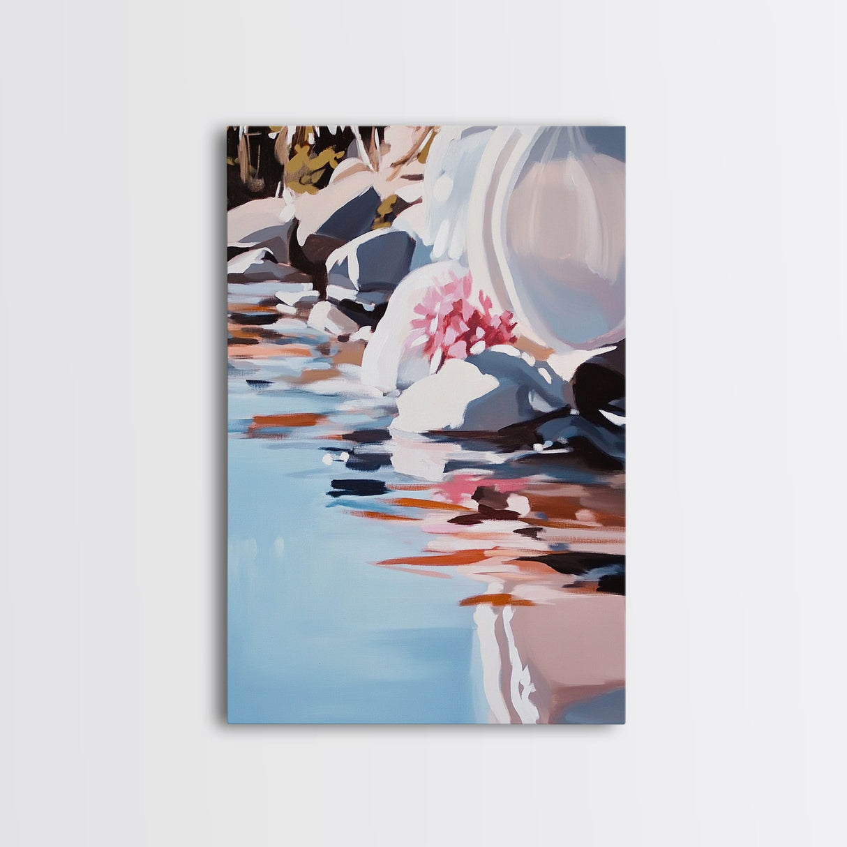 Water Reflection, Peaceful Scene, Tranquil Art, Framed Canvas Print, Calming Wall Decor, Soft Pastel Aesthetic, Nature Inspired Art
