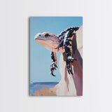 Lizard on Rock, Desert Wildlife, Framed Canvas Print, Nature Wall Art, Bold Animal Painting, Southwest Decor, Reptile Lover Gift, Statement Piece