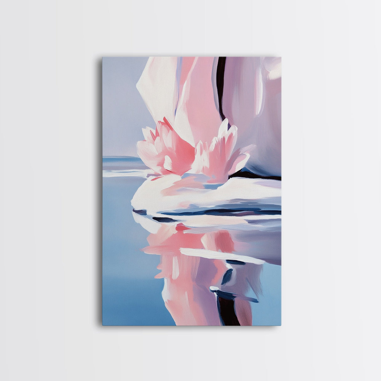 Lotus Reflection, Water Lily, Framed Canvas Print, Zen Wall Art, Serene Nature Painting, Spa Room Decor, Tranquil Aesthetic, Relaxation Gift
