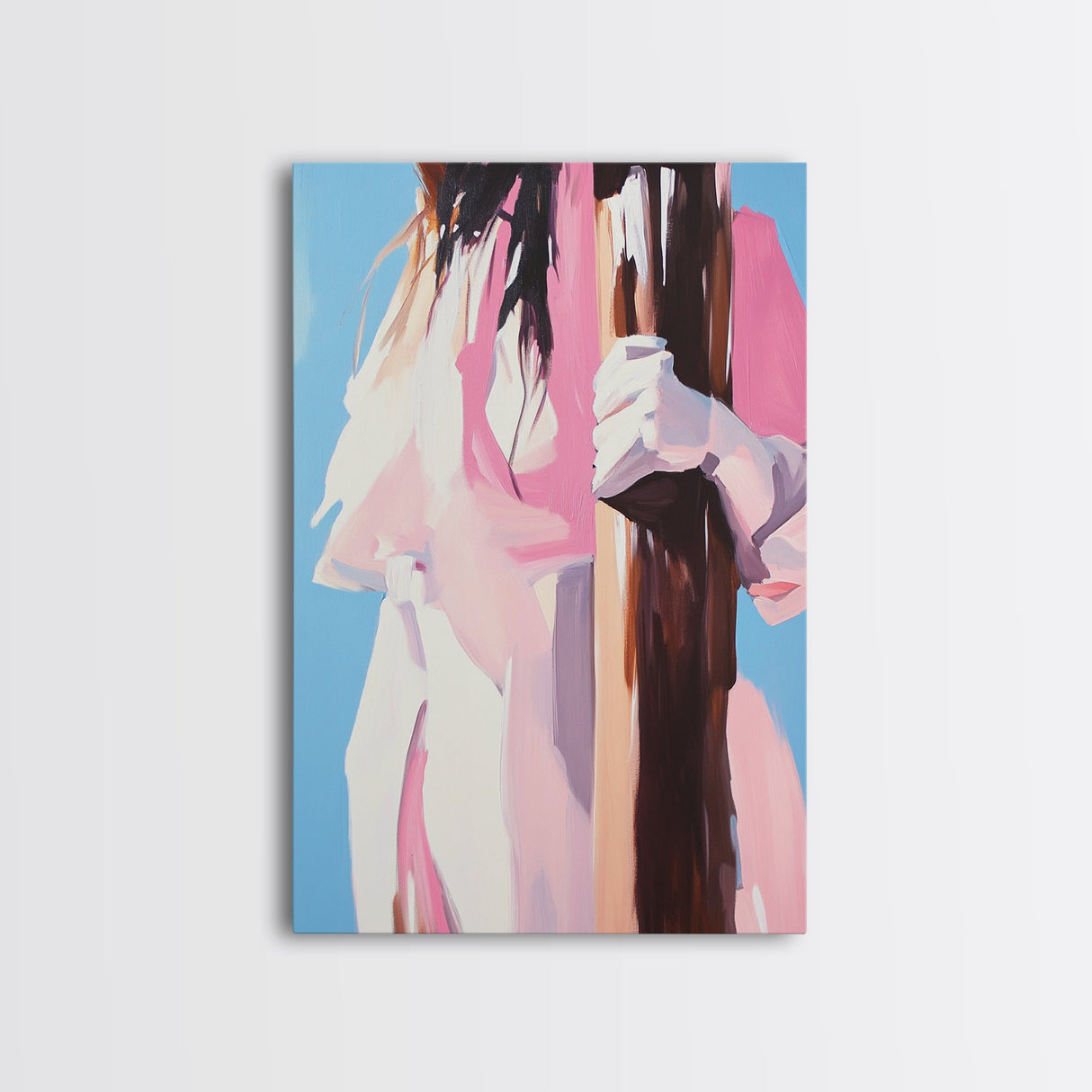 Woman Holding Tree, Abstract Portrait, Canvas Print, Feminine Art, Modern Wall Decor, Minimalist Wall Art, Aesthetic Painting