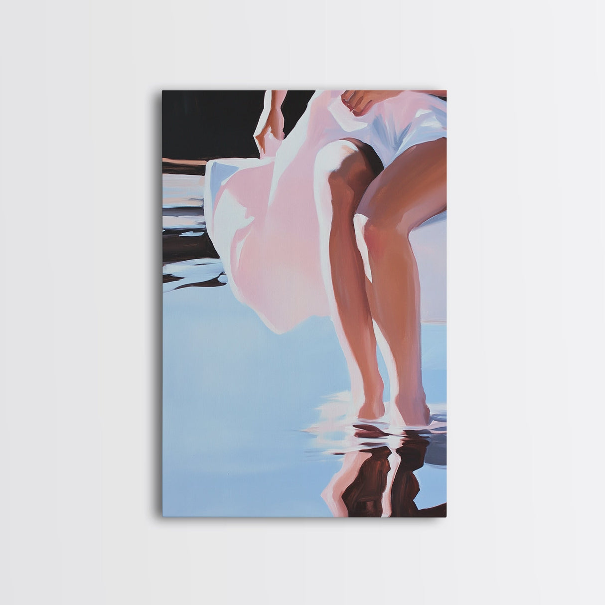 Water Reflection, Elegant, Feminine Art, Dreamy Aesthetic, Soft Pink Tones, Relaxing Home Decor, Modern Minimalist, Canvas Print