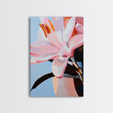 Pink Lily, Floral Painting, Modern Flower Wall Art, Framed Canvas Print, Bedroom Decor, Feminine Aesthetic, Boho Botanical Art