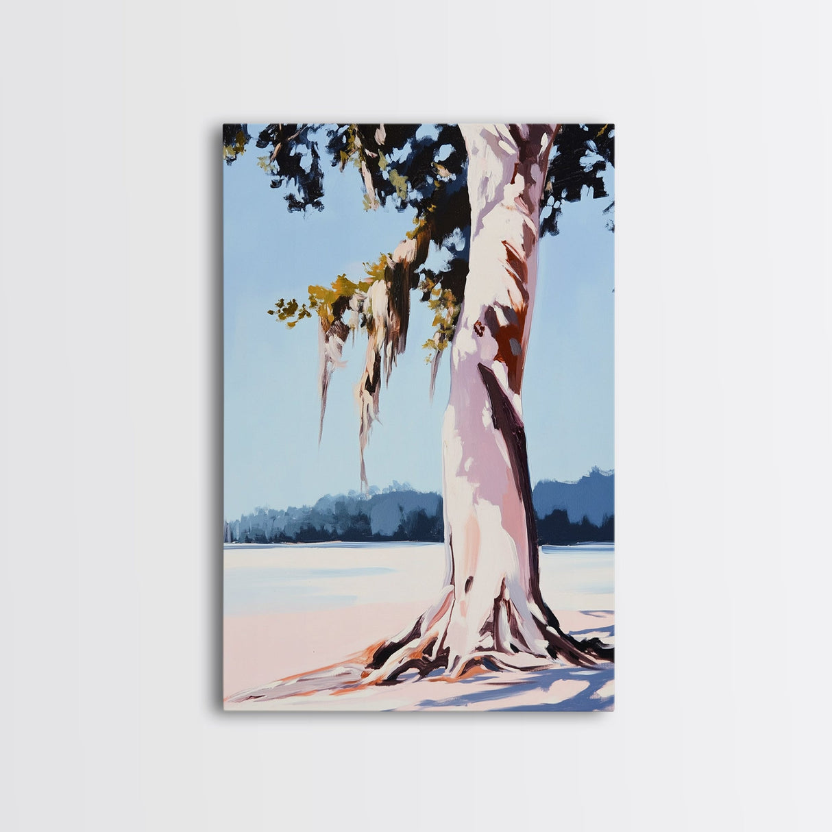 Rustic Tree Painting, Nature Wall Art, Moody Landscape, Framed Canvas Print, Neutral Tones, Boho Art, Living Room Wall Art, Farmhouse Decor