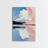 Pink Rock Reflection, Abstract Landscape, Serene Water Art, Framed Canvas Print, Modern Wall Decor, Minimalist Nature, Living Room Art