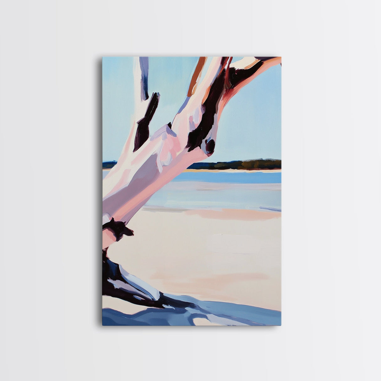 Pink Tree, Abstract Nature, Modern Boho Art, Minimalist Wall Decor, Framed Canvas Print, Living Room Wall Art, Pastel Home Decor