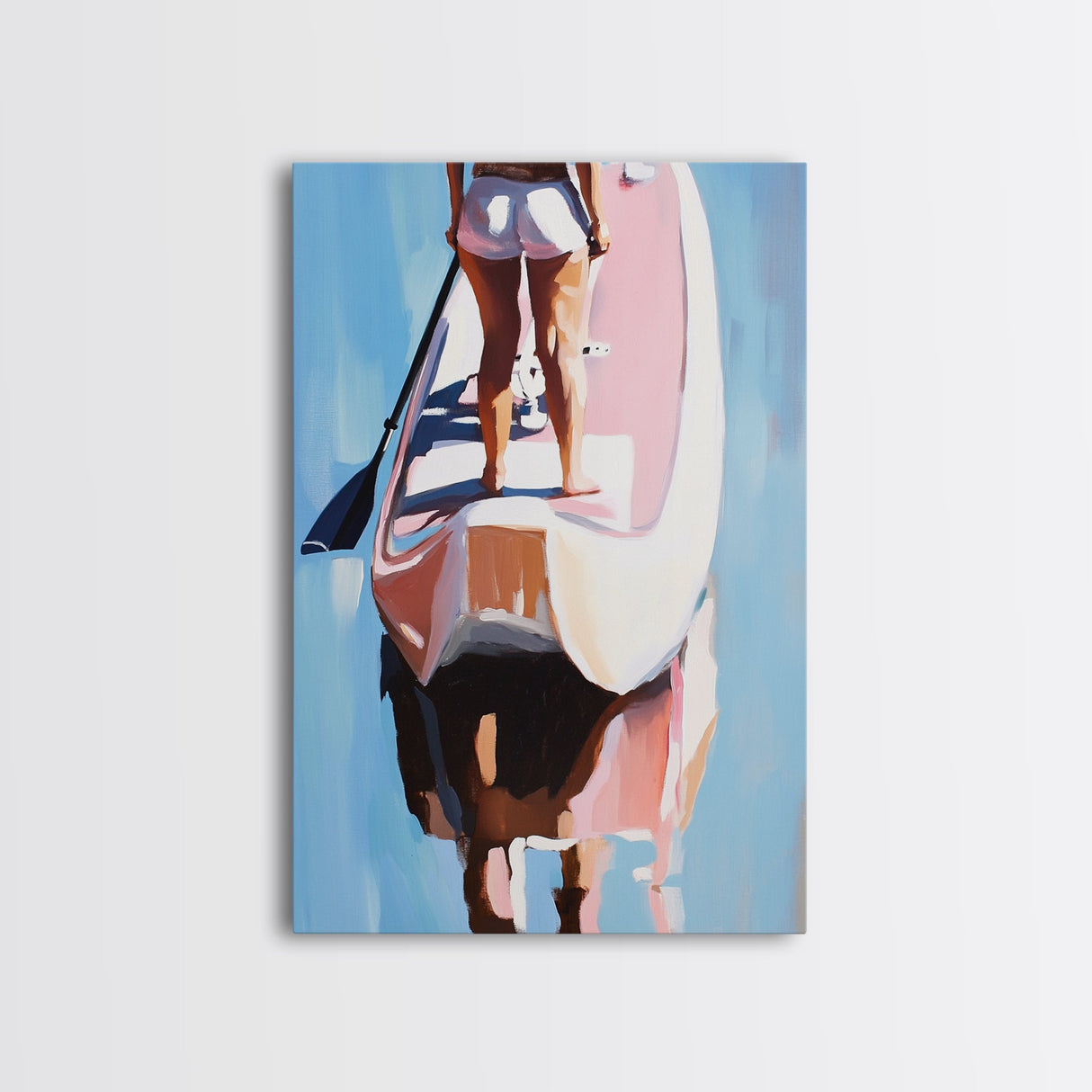 Paddleboarding, Water Sports Art, Ocean Adventure, Summer Beach Vibes, Framed Canvas Print, Coastal Home Decor, Lakehouse Art