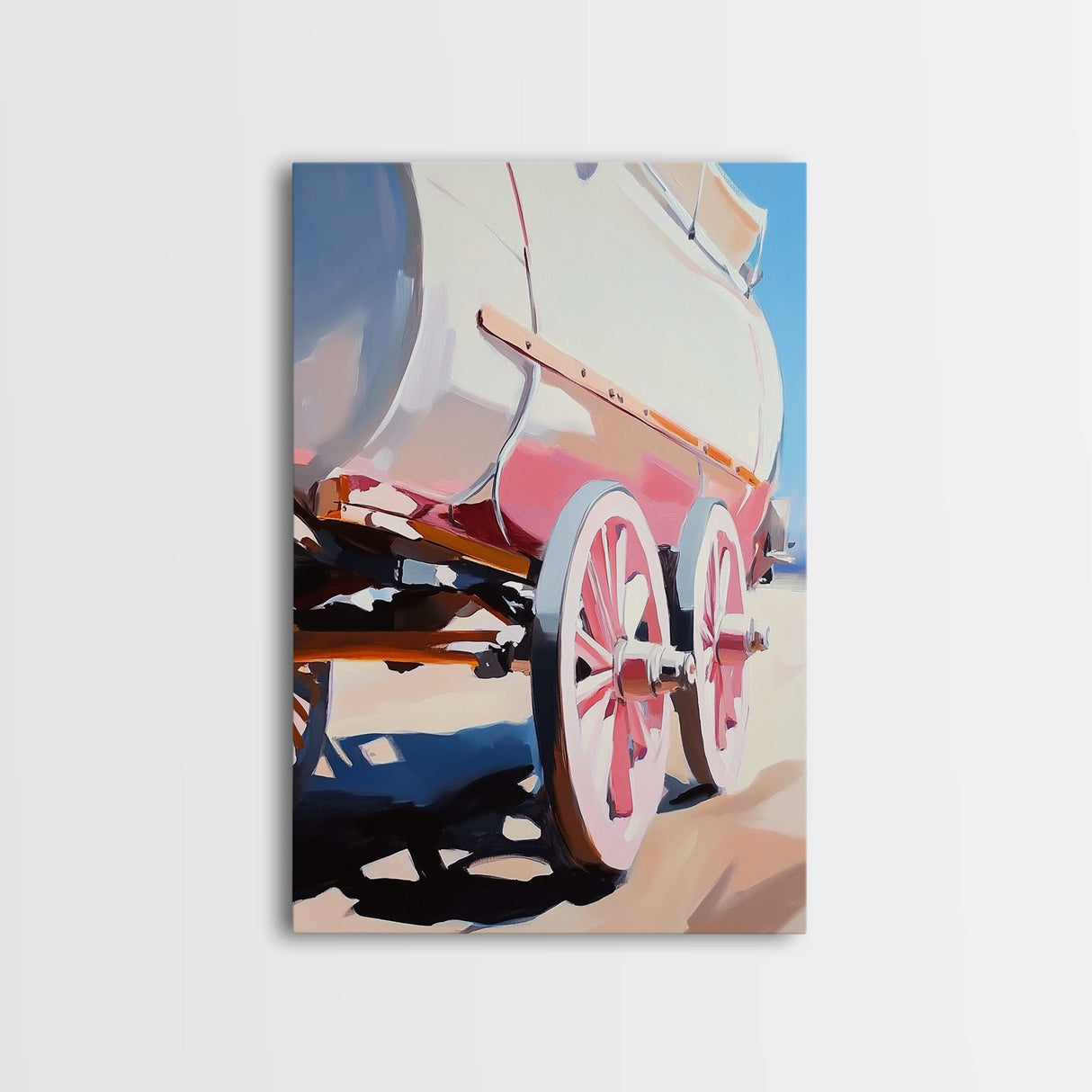Wagon, Vintage Country, Rustic, Old West, Americana, Farmhouse, Minimalist, Warm Tones, Travel, Aesthetic, Framed Canvas Print