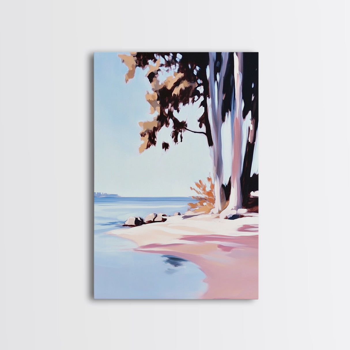 Coastal Serenity, Beach Landscape, Blue Ocean, Framed Canvas Print, Minimalist Wall Art, Modern Decor, Living Room Art, Ocean Scene