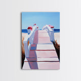 Boardwalk, Beach Print, Coastal Wall Art, Framed Canvas Print, Nautical Aesthetic, Minimalist Ocean Scene, Relaxing Artwork