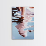 Water Ripples, Abstract Reflection, Fluid Motion Art, Minimalist Blue, Tranquil Decor, Contemporary Wall Art, Framed Canvas Print