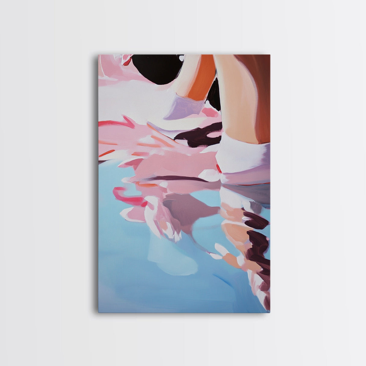 Dreamy Reflections, Surreal Water Art, Blue and Pink Painting, Modern Abstract Decor, Bedroom Wall Art, Framed Canvas Print