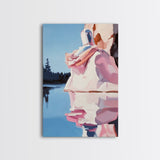 Coastal Escape, Soft Color Landscape, Feminine Art, Minimalist Design, Beach Inspired, Framed Canvas Print, Bedroom Wall Art