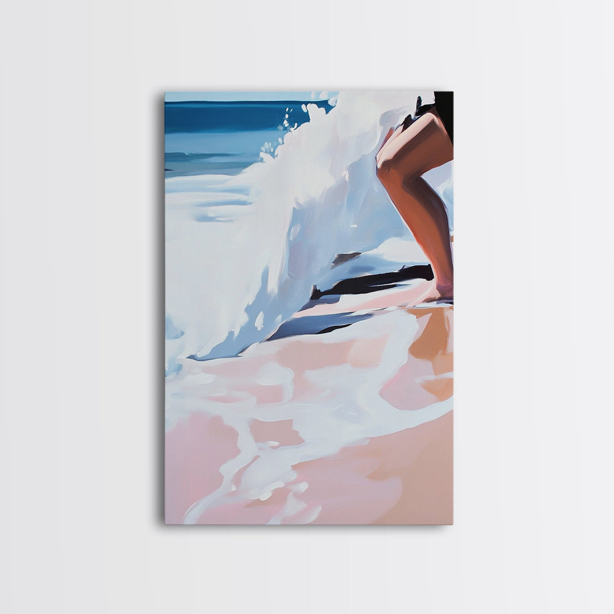 Ocean Waves, Abstract Beach Art, Coastal Home Decor, Framed Canvas Print, Nautical Painting, Seaside Artwork, Living Room Wall Art