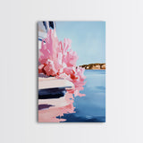 Boat Reflection, Nautical Wall Art, Ocean Painting, Framed Canvas Print, Coastal Living Decor, Modern Seascape, Beach House Artwork