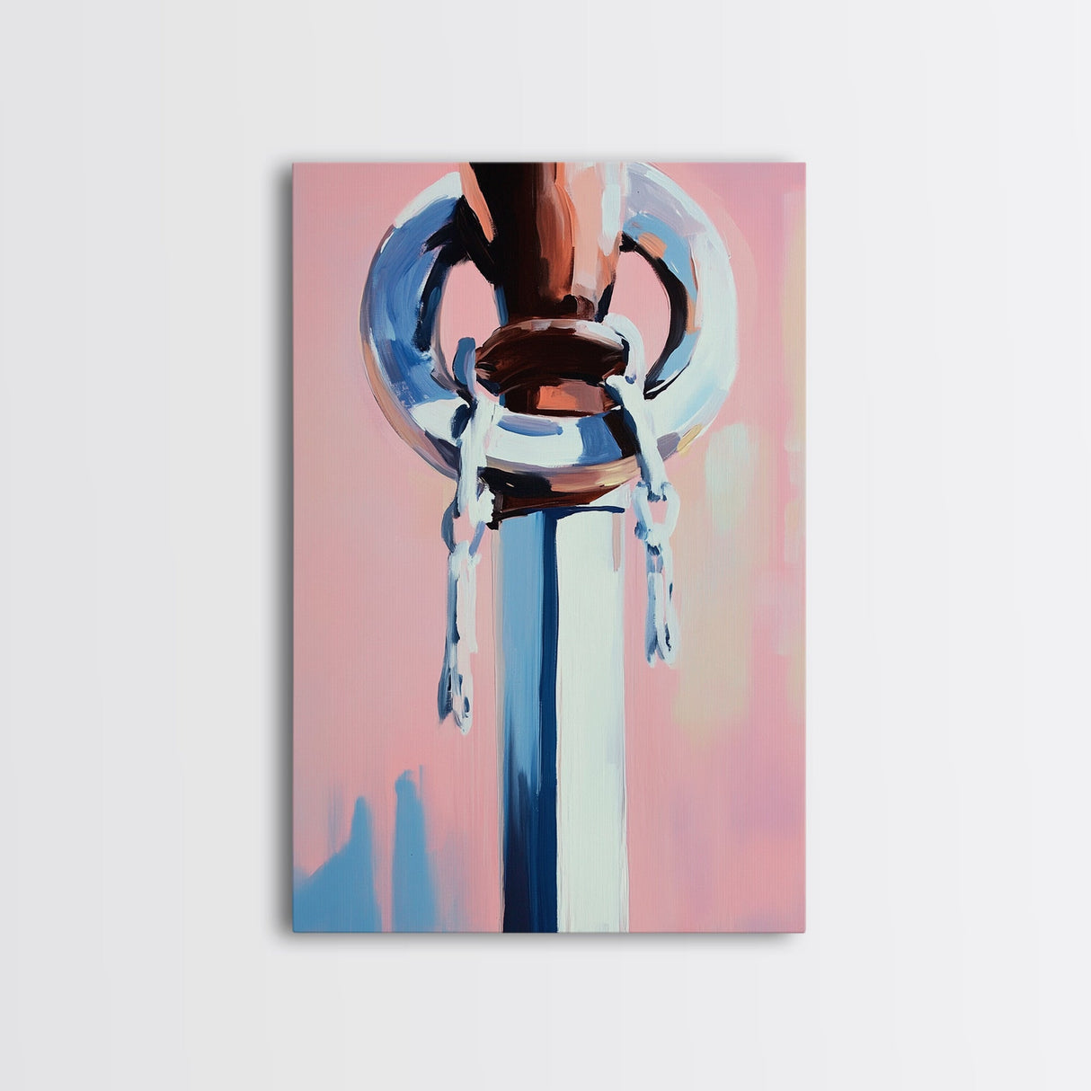 Anchor Close-Up, Marine Theme Art, Boho Coastal Wall Decor, Nautical Abstract Art, Framed Canvas Print, Minimalist Ocean Home Decor