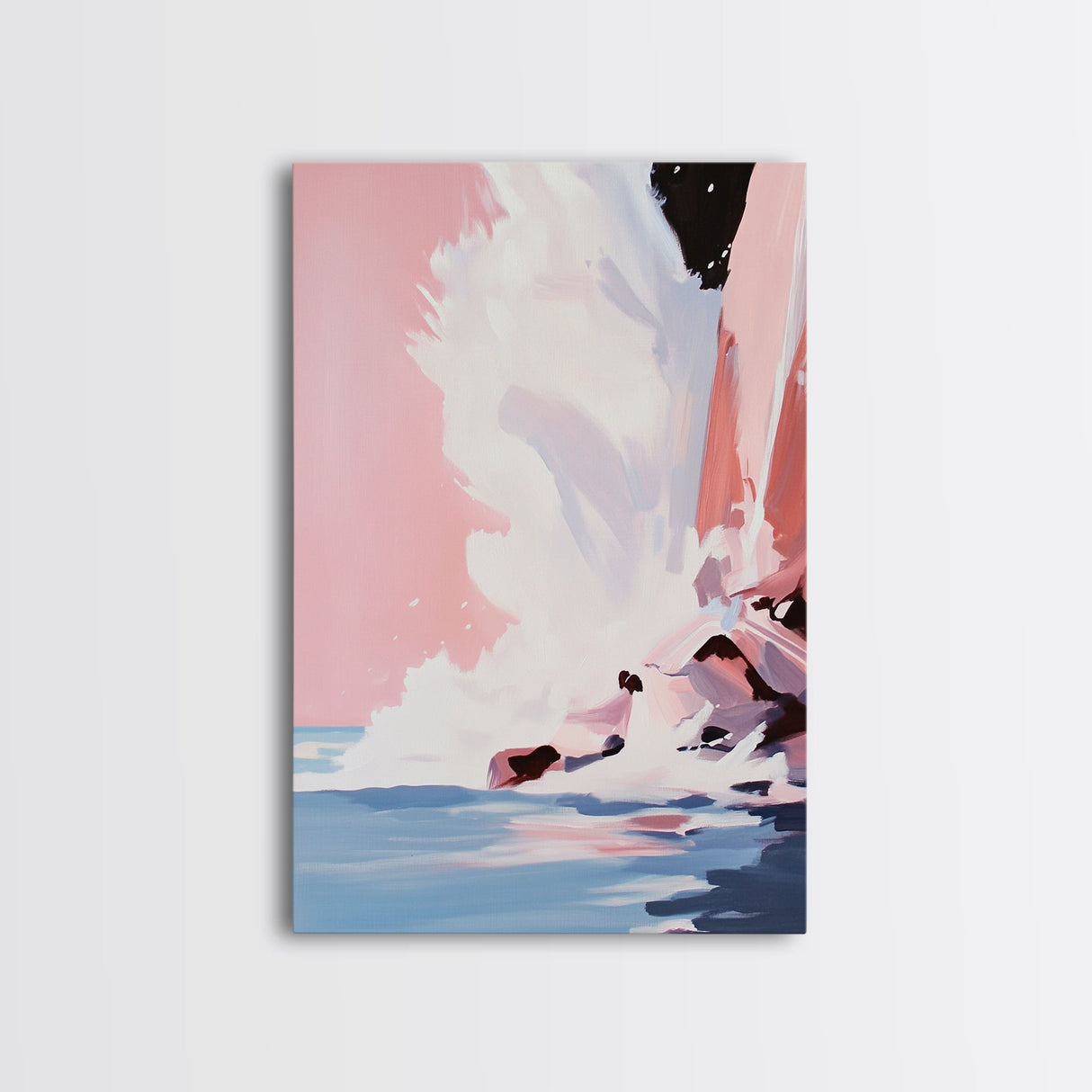 Ocean Wave, Splash Art, Abstract Beach, Coastal Wall Art, Framed Canvas Print, Watercolor Style, Living Room Decor, Nautical Art