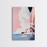 Ocean Wave, Splash Art, Abstract Beach, Coastal Wall Art, Framed Canvas Print, Watercolor Style, Living Room Decor, Nautical Art