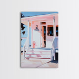 Beach House, Coastal Art, Nautical Decor, Minimalist Wall Art, Framed Canvas Print, Modern Home, Living Room Art, Pastel Painting