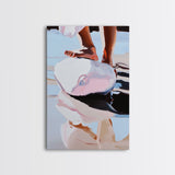 Foot on Sphere, Abstract Art, Surreal Decor, Pastel Aesthetic, Framed Canvas Print, Modern Home, Unique Wall Art, Living Room Painting