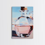 Abstract Bottle, Pink Aesthetic, Modern Kitchen Wall Art, Contemporary Bar Decor, Minimalist Still Life, Framed Canvas Print