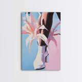 Female, Floral Cowboy Style, Western Chic Decor, Trendy Aesthetic Art, Fashionable Wall Art, Pink Pastel Tones, Canvas Print