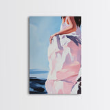 Elegant Woman, Fashion Art, Feminine Aesthetic, Minimalist Painting, Chic Wall Art, Soft Pastel Decor, Canvas Print, Bedroom Wall Art