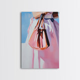 Fashion Purse, Chic Modern Decor, Feminine Aesthetic, Trendy Wall Art, Fashion Illustration, Canvas Print, Framed Canvas Print