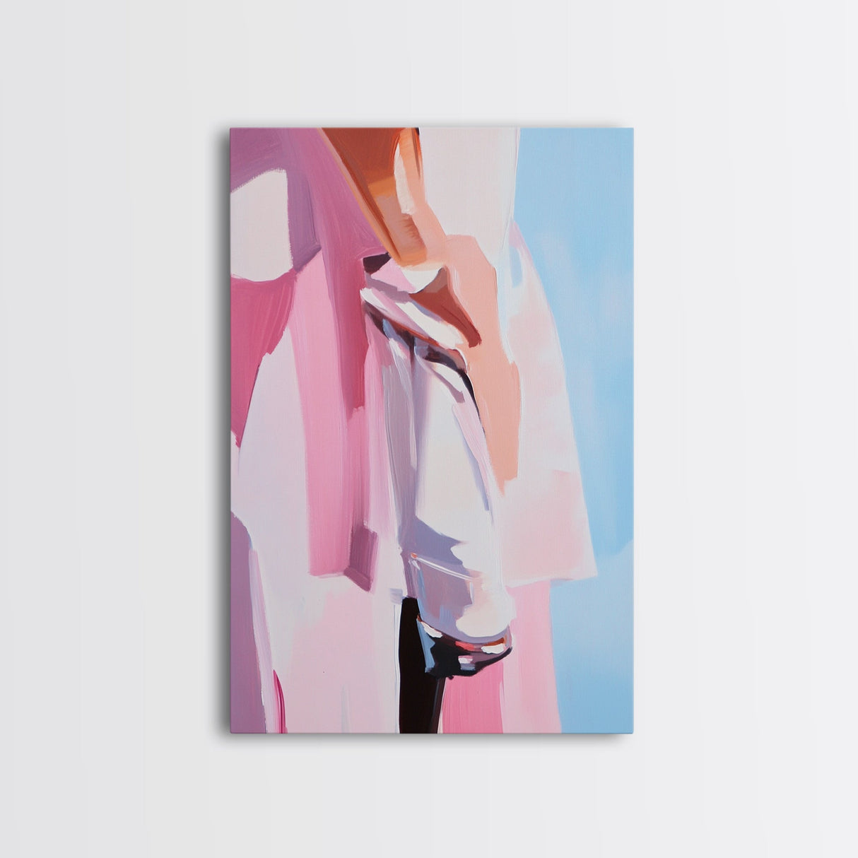 Elegant, Feminine, Minimalist, Fashion, Framed Canvas Print, Modern Woman Art, Chic Wall Decor, Pink Artwork, Aesthetic Bedroom Art