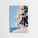 Serene, Mountain View, Pine Tree, Framed Canvas Print, Nature Inspired Wall Art, Peaceful Landscape, Minimalist Home Decor, Office Art