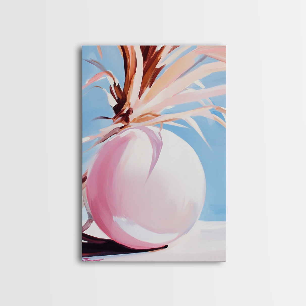 Desert, Palm Tree, Abstract, Framed Canvas Print, Earthy Tones Wall Art, Modern Southwest Decor, Stylish Living Room Art, Trendy Design