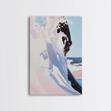 Surf, Ocean Wave, Coastal Art, Framed Canvas Print, Abstract Beach Painting, Blue and White Art, Minimalist Seascape, Bedroom Wall Art
