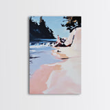 Coastal Escape, Beach Serenity, Soft Ocean Art, Tranquil Nature Scene, Summer Home Decor, Relaxing Wall Art, Framed Canvas Print