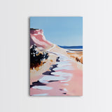 Coastal Path, Scenic Ocean Trail, Seaside Cliffs Art, Framed Canvas Print, Nautical Wall Decor, Beach House Aesthetic Artwork