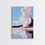 Cloud Reflection, Sky and Water Art, Dreamy Seascape Print, Framed Canvas Print, Serene Coastal Decor, Modern Nature Artwork