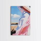 Coastal Breeze, Flowing Dress, Beach Aesthetic, Minimalist Art, Modern Home Decor, Living Room Wall Art, Framed Canvas Print