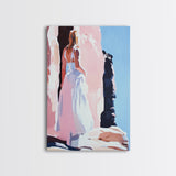 Woman, White Dress, Desert, Framed Canvas Print, Feminine Wall Art, Boho Aesthetic, Wanderlust Decor, Bedroom Wall Art, Travel Art