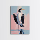 Coastal Bird Art, Modern Seabird Painting, Pastel Beach Decor, Contemporary Animal Print, Framed Canvas Print, Living Room Wall Art