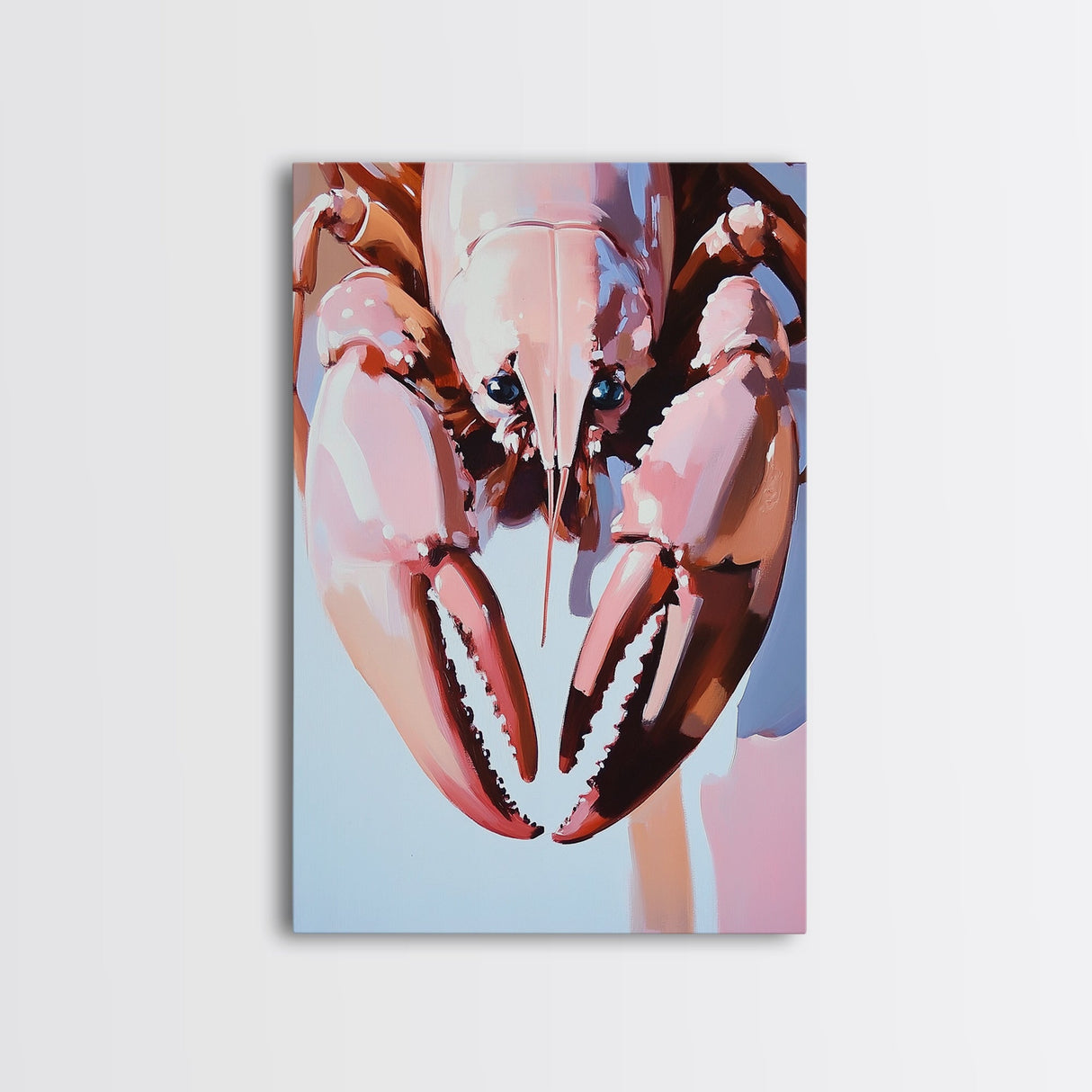 Lobster Painting, Nautical Kitchen Art, Coastal Seafood Decor, Bold Modern Artwork, Framed Canvas Print, Beach House Wall Art