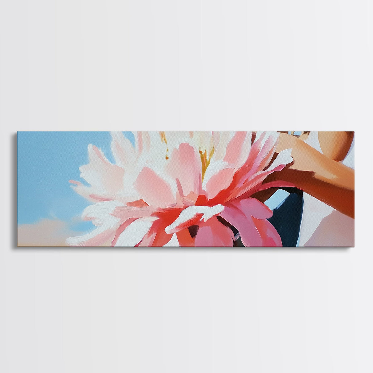 Floral Elegance, Boho Wall Art, Feminine Aesthetic, Framed Canvas Print, Soft Pink Flowers, Minimalist Home Decor, Bedroom Artwork