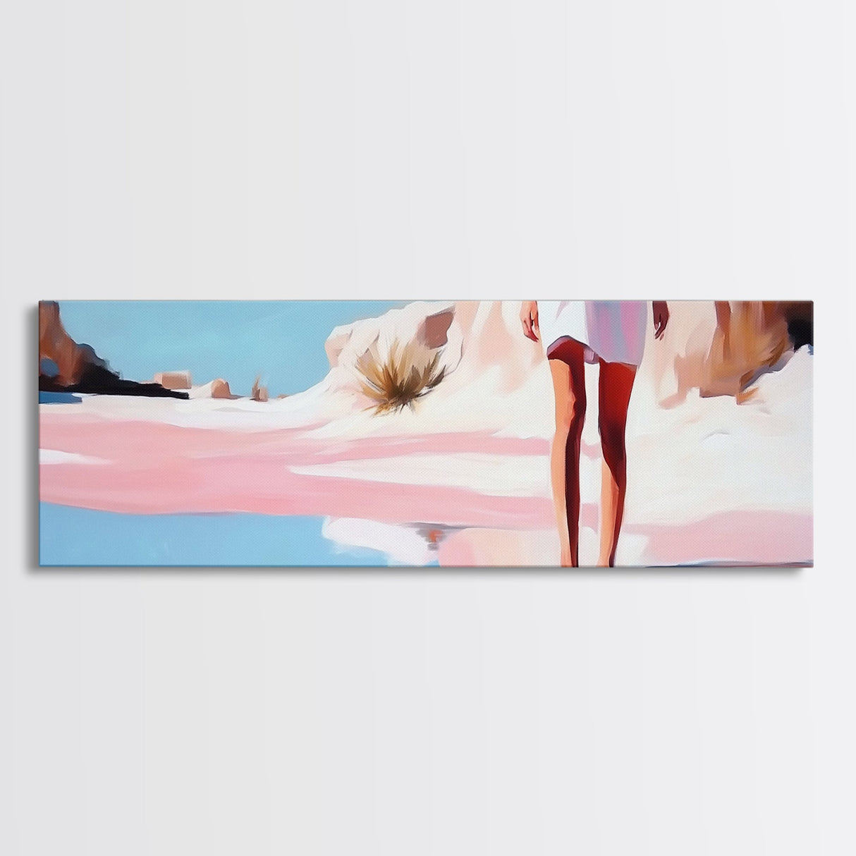 Desert Mirage, Ethereal Landscape, Sunlit Horizon, Framed Canvas Print, Pastel Canyon Scene, Boho Wall Decor, Minimalist Western Art