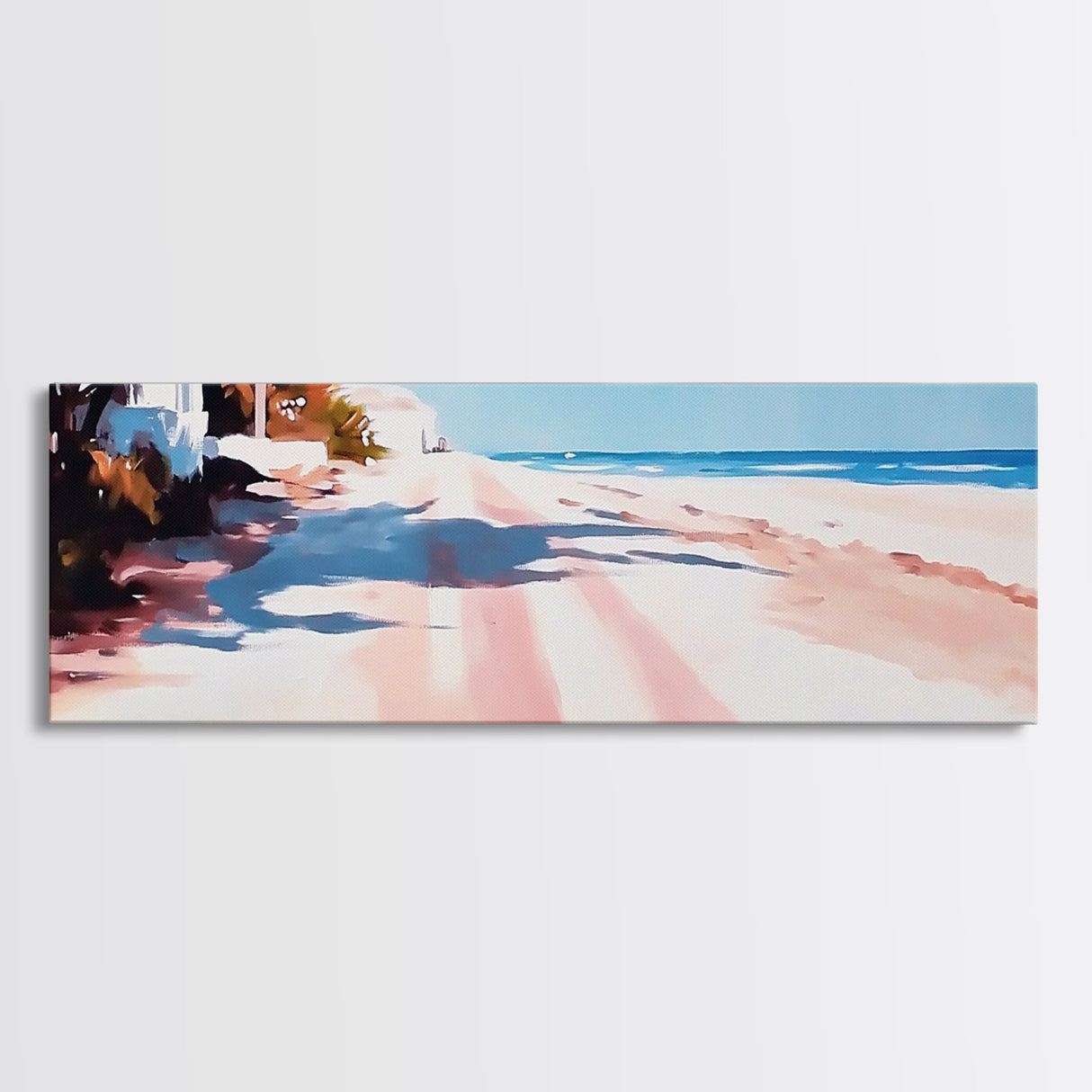 Coastal Path, Serene Seascape, Tropical Getaway, Warm Beach Scene, Canvas Print, Living Room Wall Art, Modern Coastal Decor