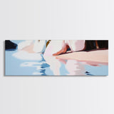 Water Reflection, Feminine Silhouette, Surreal Dreamscape, Pastel Painting, Canvas Print, Bedroom Wall Art, Modern Aesthetic Decor