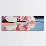 Flowing Pink Fabric, Water Reflection, Feminine Aesthetic, Framed Canvas Print, Romantic Wall Art, Soft Color Palette, Elegant Home Decor