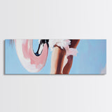 Pink Float, Summer Beach Art, Coastal Wall Decor, Modern Seaside Aesthetic, Minimalist Ocean Vibes, Boho Living Room, Canvas Print