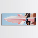 Pink Rocket, Retro Futurism, Pop Art Aesthetic, Mid-Century Modern Wall Art, Playful Home Design, Bold Statement Art, Canvas Print