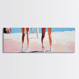 Walking On Sand, Beach Art, Summer Aesthetic, Coastal Canvas Print, Living Room Wall Art, Minimalist Art, Pastel Home Decor