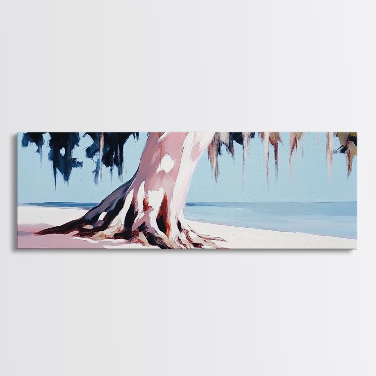 Seaside Tree, Coastal Wall Art, Bedroom Decor, Framed Canvas Print, Serene Landscape, Beach House Aesthetic, Minimalist Nature Painting