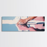 Pink Shores, Modern Landscape, Water Reflection, Soft Tones, Canvas Print, Minimalist Art, Hallway Decor, Tranquil Lake Scene